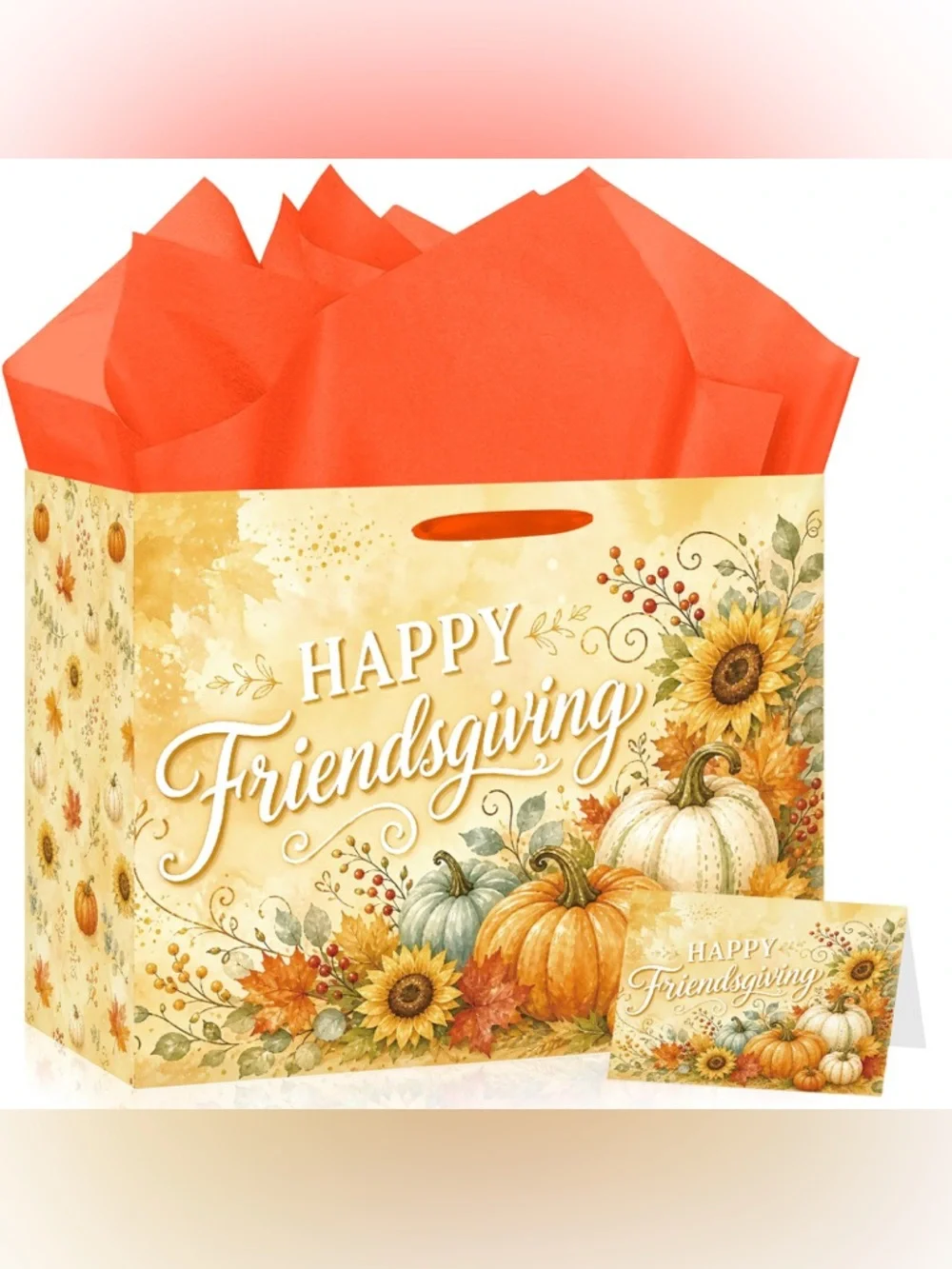 Happy Friendsgiving Gift Bag with Orange Tissue - Seasonal Home Party Supplies